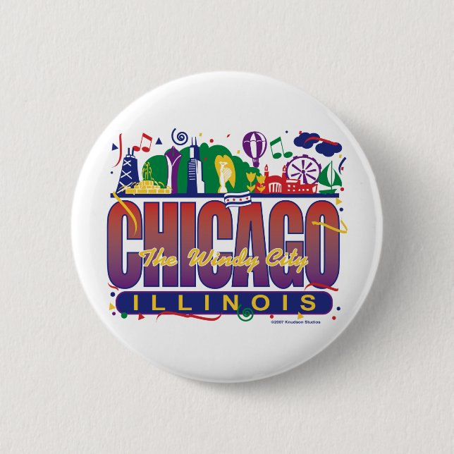 Chicago-Confetti Pinback Button (Front)