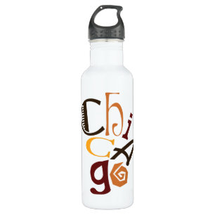 Chicago crazy retro letters city name stainless steel water bottle