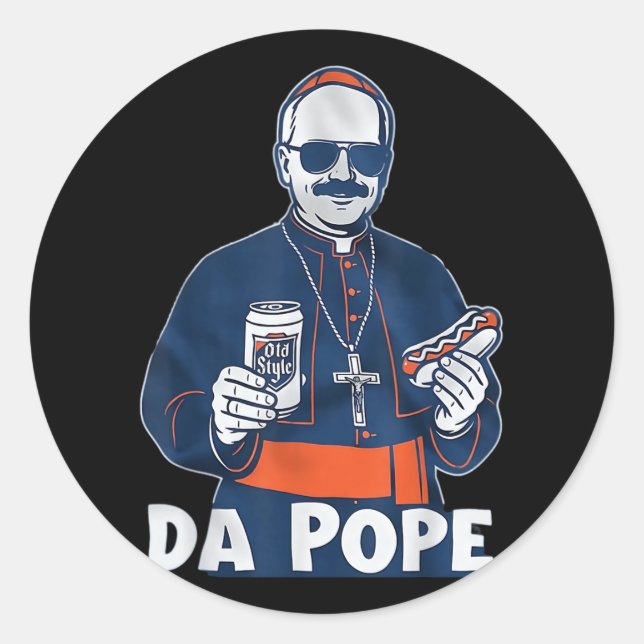 Chicago Da Pope Funny Humor Catholic  Classic Round Sticker (Front)