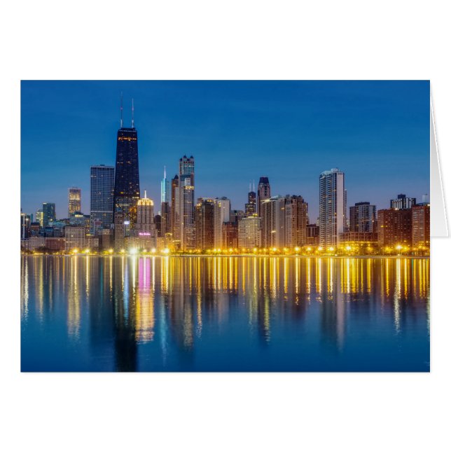 Chicago Dawn Cityscape Greeting Card (Front Horizontal)