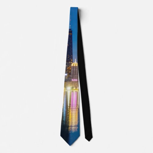 Chicago Dawn Cityscape Neck Tie