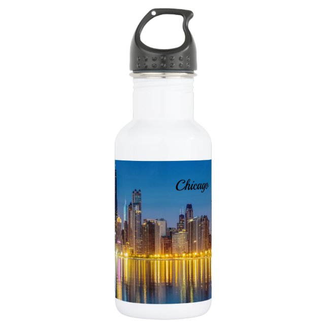 Chicago Dawn Cityscape Stainless Steel Water Bottl Bottle (Front)