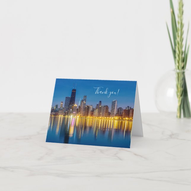 Chicago Dawn Cityscape Thank You Card (Front)