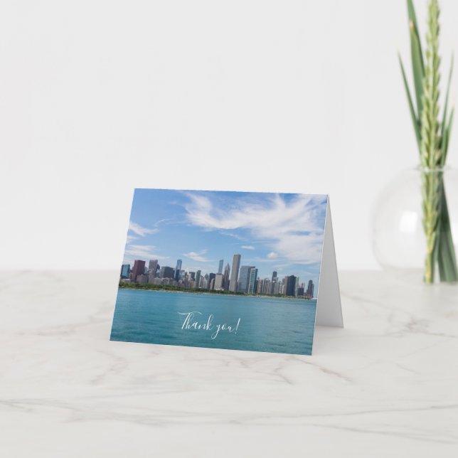 Chicago Day Cityscape Thank You Card (Front)