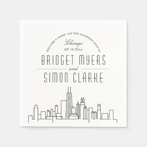 Chicago Deco Skyline  Wedding Event Napkins