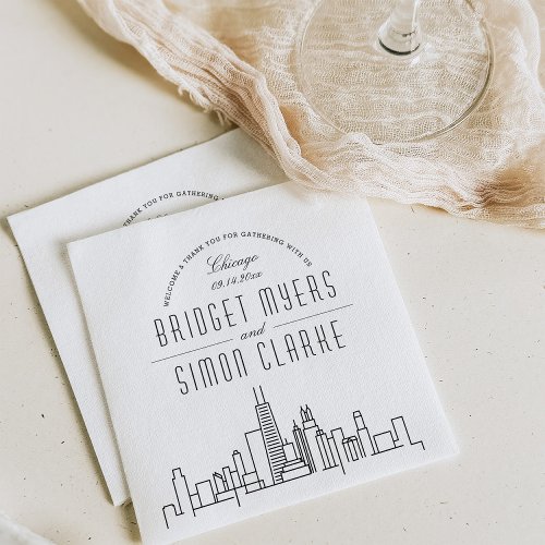 Chicago Deco Skyline | Wedding Event Napkins