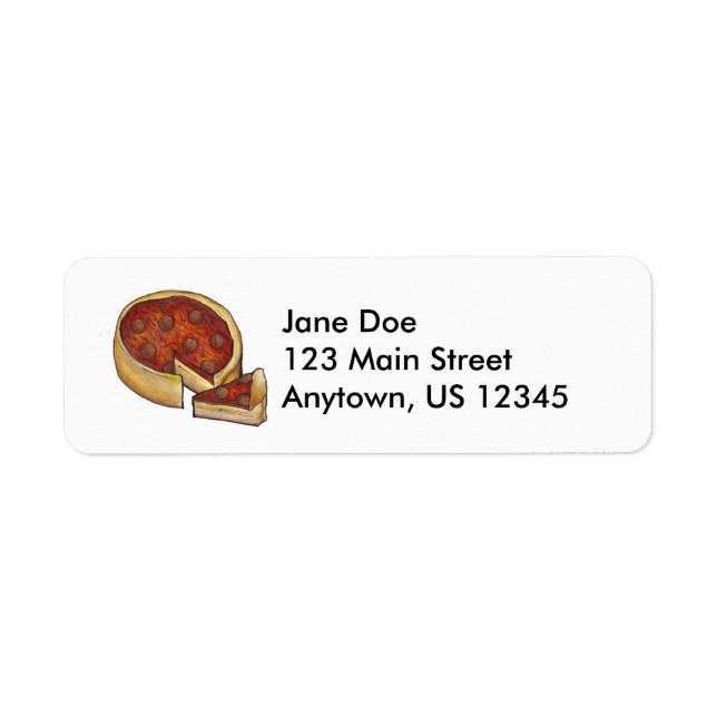Chicago Deep Dish Pepperoni Pizza Pie Slice Foodie Label (Front)