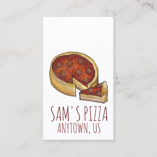 Chicago Deep Dish Pepperoni Pizza Shop Pizzeria Business Card