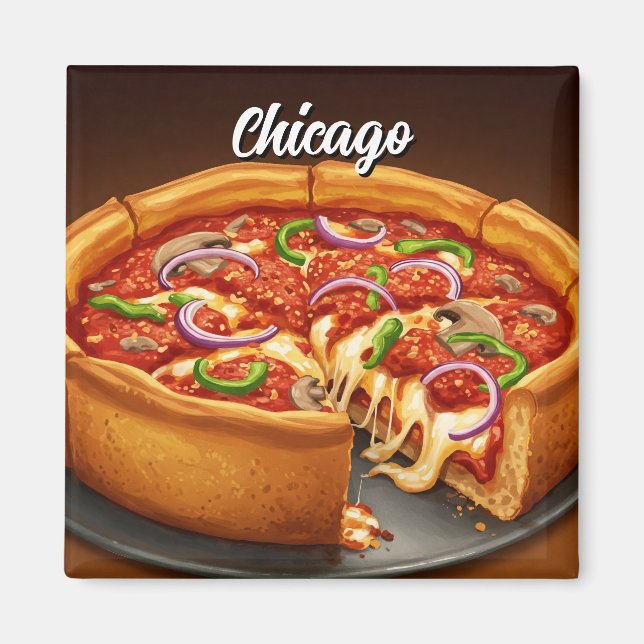 Chicago Deep Dish Pizza  Magnet (Front)