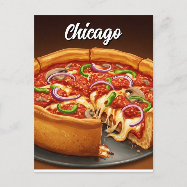 Chicago Deep Dish Pizza  Postcard (Front)