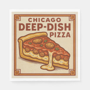 Chicago Deep-Dish Pizza, Retro Style 2026 Napkins
