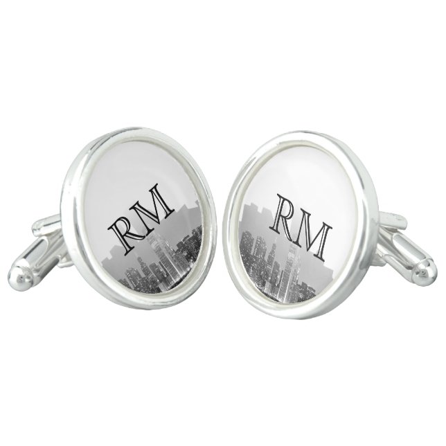 Chicago Destination Monogram Wedding Cufflinks (Angled)