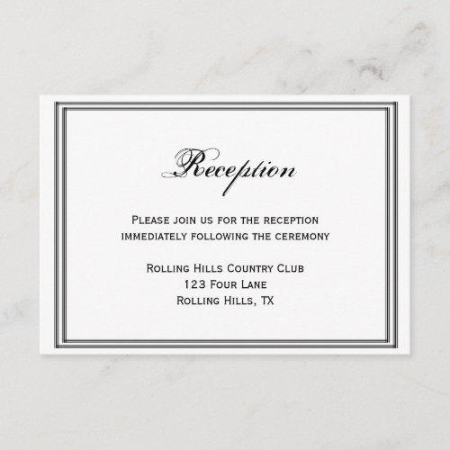 Chicago Destination Wedding Reception Enclosure Card