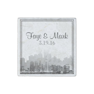 Chicago Destination Wedding Stone Magnet