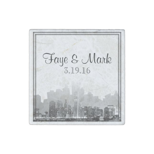 Chicago Destination Wedding Stone Magnet (Front)