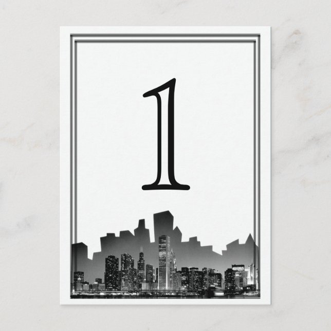 Chicago Destination Wedding Table Number (Front)