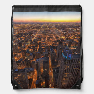 Chicago downtown at sunset drawstring bag