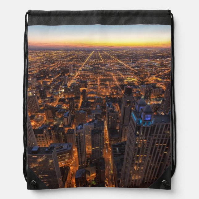 Chicago downtown at sunset drawstring bag (Front)