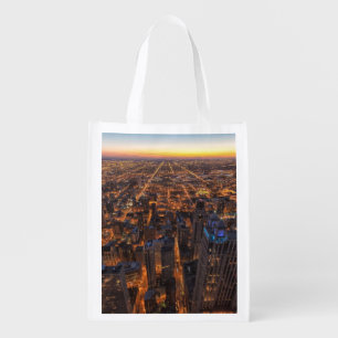 Chicago downtown at sunset grocery bag