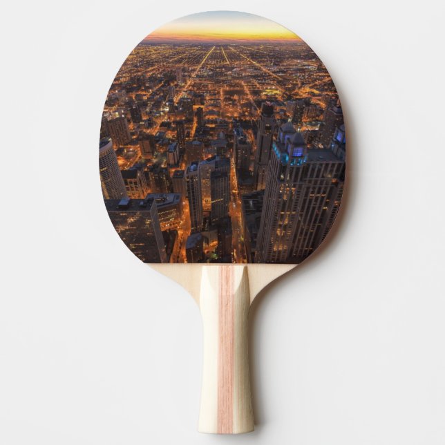 Chicago downtown at sunset Ping-Pong paddle (Front)