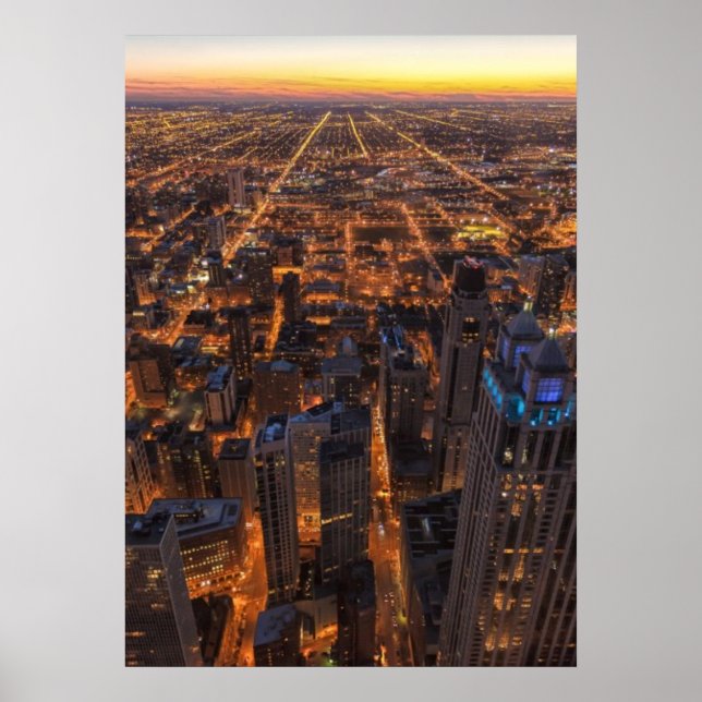 Chicago downtown at sunset poster (Front)