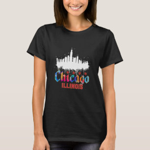 Chicago Downtown City Skyline Colorful Watercolor T-Shirt