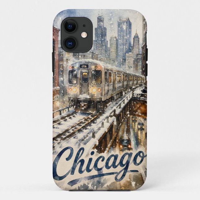 Chicago El Train in the Winter Snow Case-Mate iPhone Case (Back)