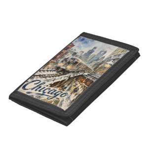 Chicago El Train in the Winter Snow Trifold Wallet