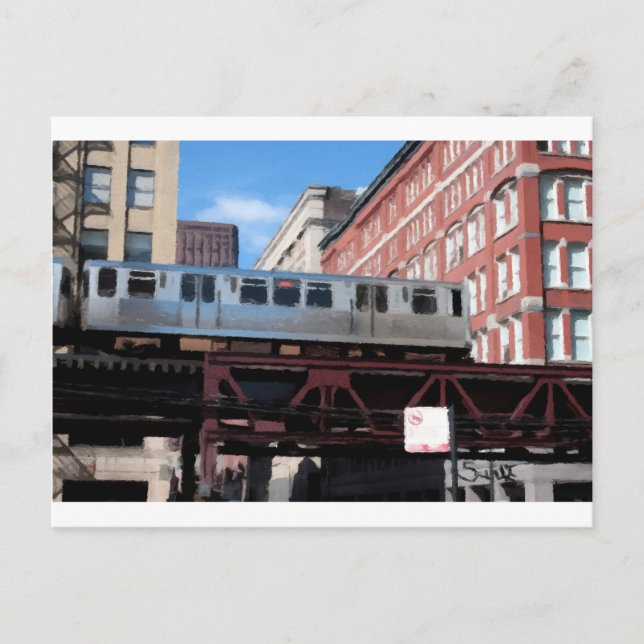 Chicago El Train Postcard (Front)