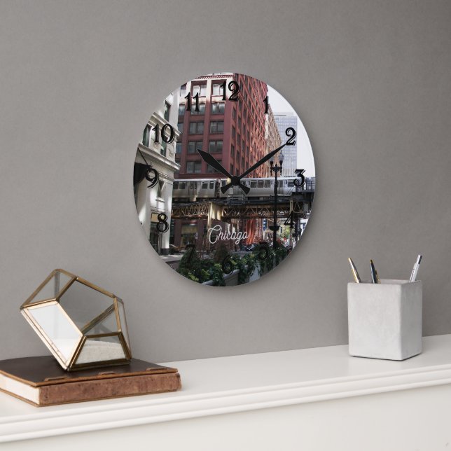 Chicago Elevated Loop Train Large Clock (Office)