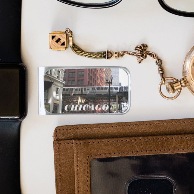 Chicago Elevated Loop Train Silver Finish Money Clip (In Situ)