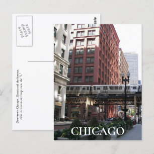 Chicago Elevated Loop Train Travel Photo Postcard