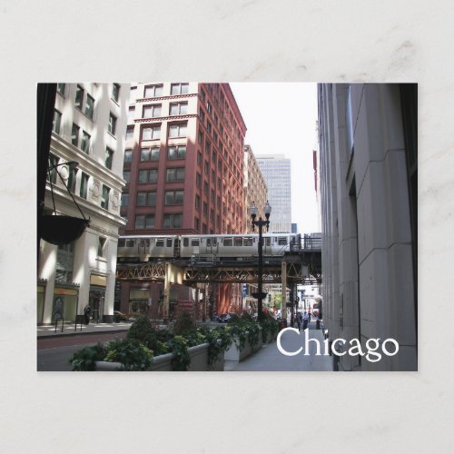 Chicago Elevated Loop Train Travel Postcard