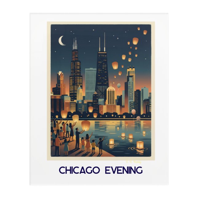 Chicago Evening Acrylic Print (Front)