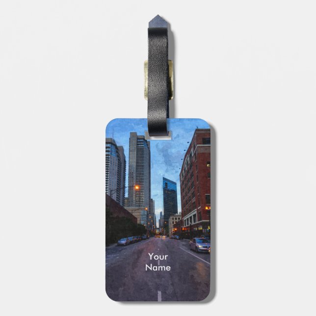 Chicago Evening Drive Luggage Tag (Back Vertical)