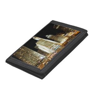 Chicago famous landmark at night tri-fold wallet