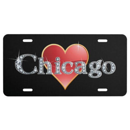 Chicago Faux_Diamond Bling License Plate