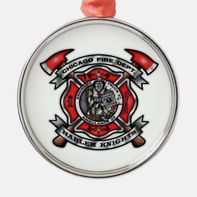 Chicago Fire Department/Harlem Knights E86 T57 A20 Metal Ornament (Front)