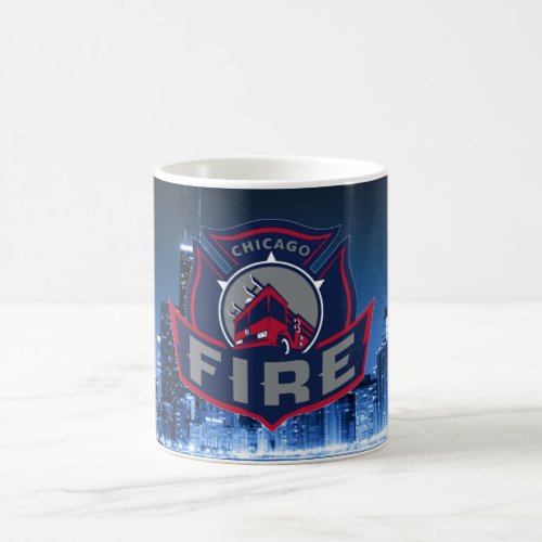 Chicago Fire With Skyline Coffee Mug