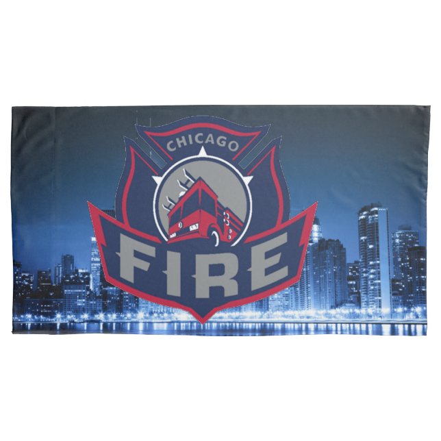Chicago Fire With Skyline Pillow Case (Front)