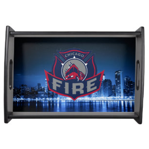 Chicago Fire With Skyline Serving Tray