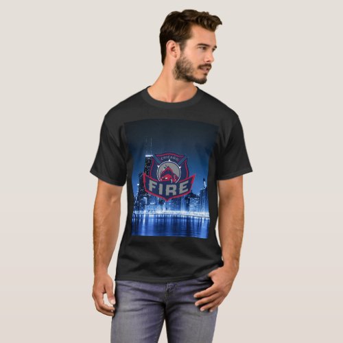 Chicago Fire With Skyline T_Shirt