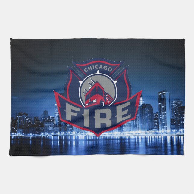 Chicago Fire With Skyline Towel (Horizontal)