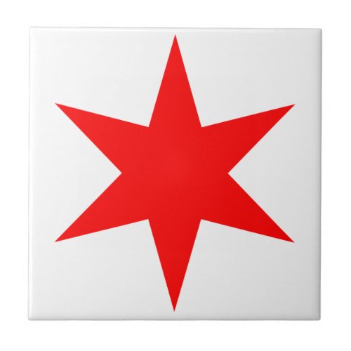 Chicago Flag 6_Pointed Star Ceramic Tile