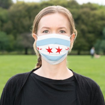 Chicago Flag Adult Cloth Face Mask by optionstrader at Zazzle