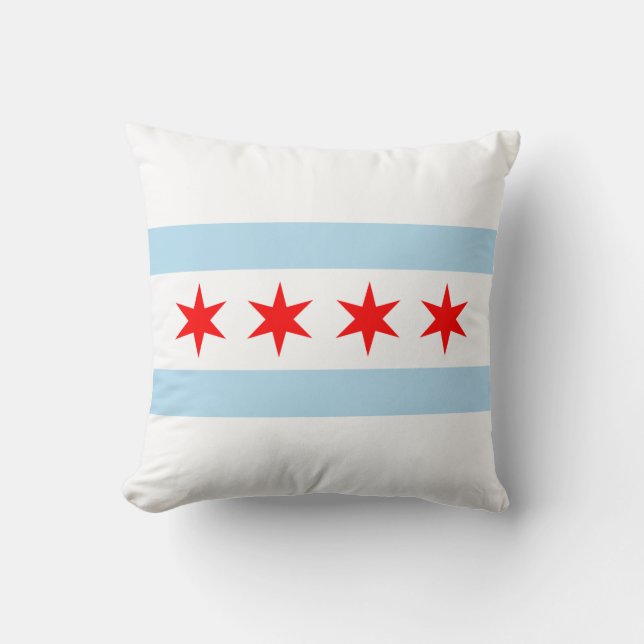 Chicago Flag American MoJo Pillow (Front)