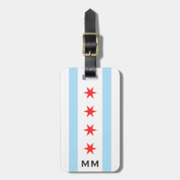 Chicago flag and monogram luggage tag