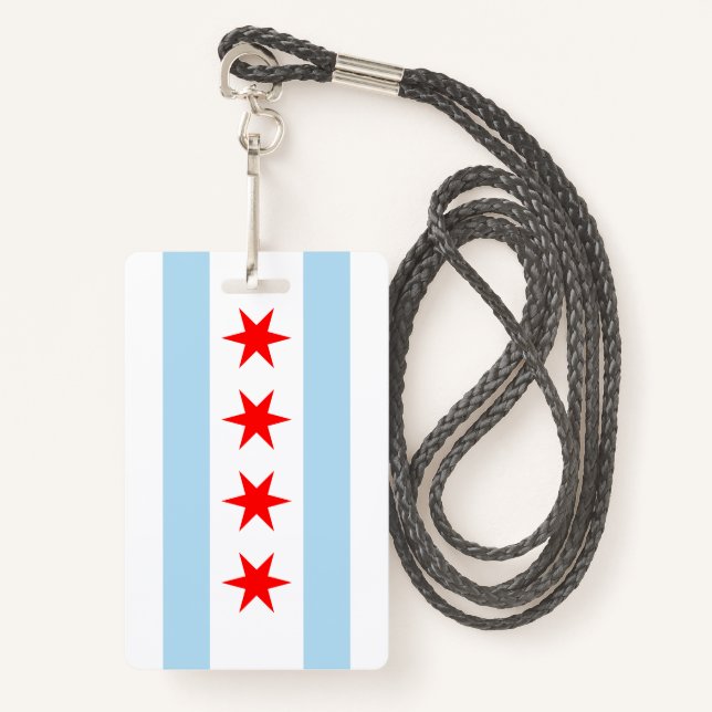 Chicago Flag Badge (Front with Lanyard)