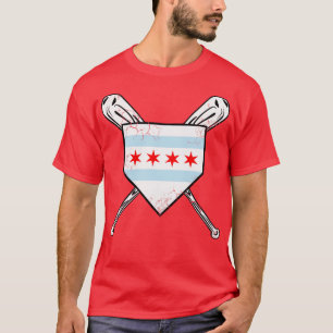 Chicago Flag Baseball Home Plate Sports T-Shirt