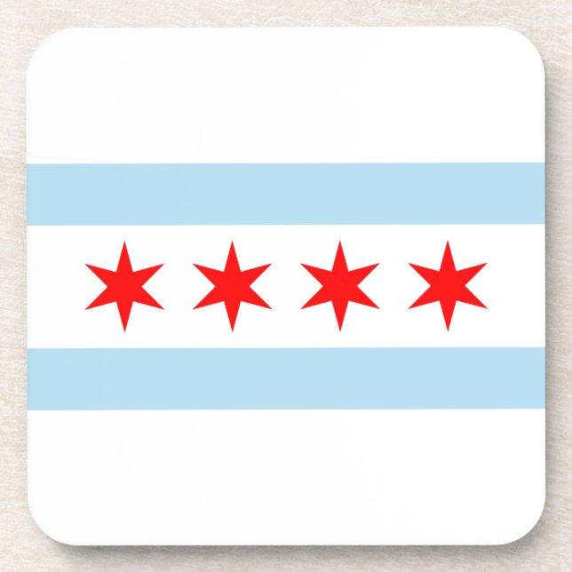 Chicago Flag Beverage Coaster (Front)